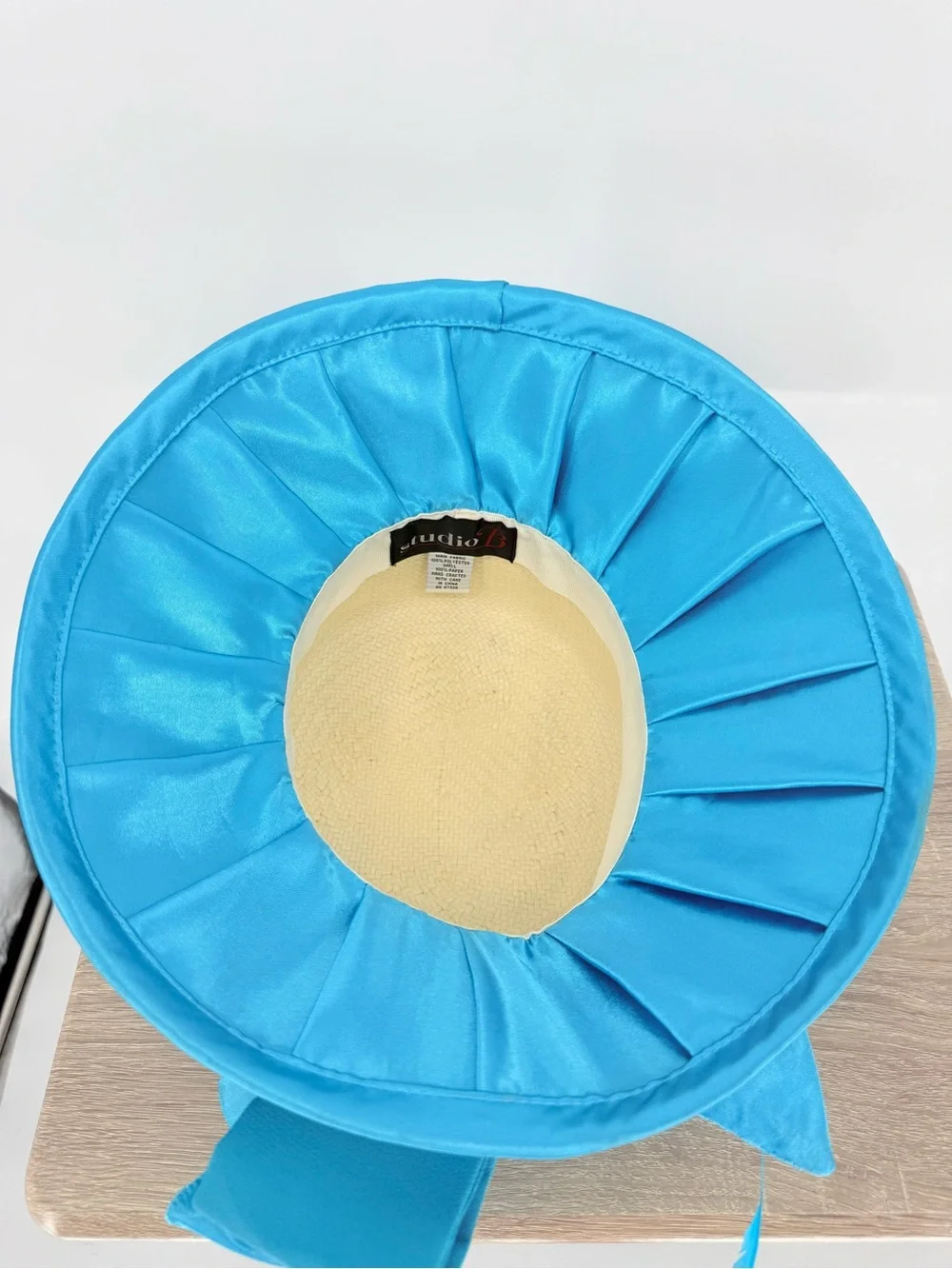 Studio B Blue Opening Day Derby Hat Rose Lace Feather Race Day Church Statement